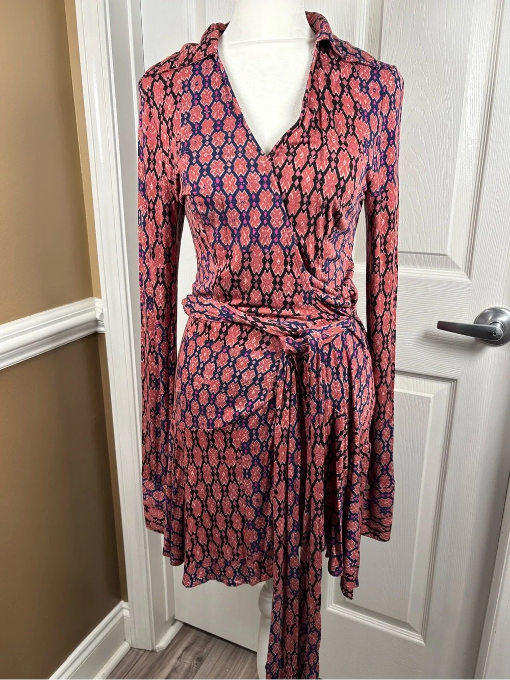 Free People Rhetta Rusty Rose Multi Print Mini Wrap Dress- Size XS